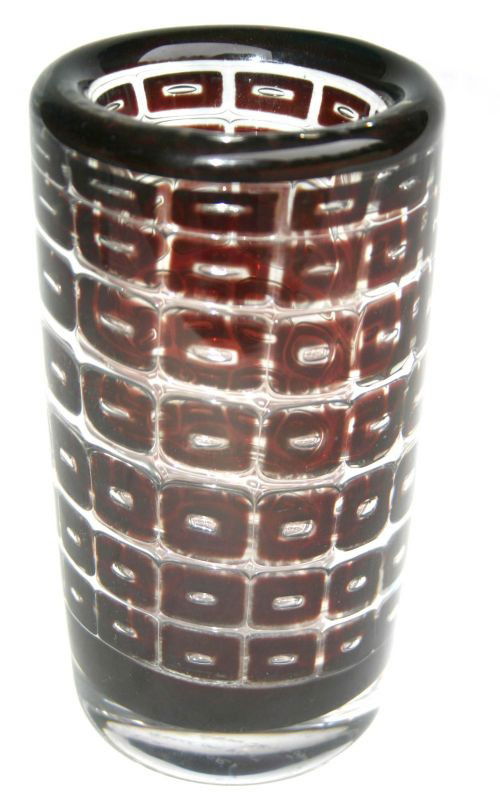 Sgnd Orrefors artist sgnd 7 1/2" tall cranberry to: Sgnd Orrefors artist sgnd Edvin Ohstrom "Ariel" 7 1/2" tall cranberry to clear very heavy glass vase