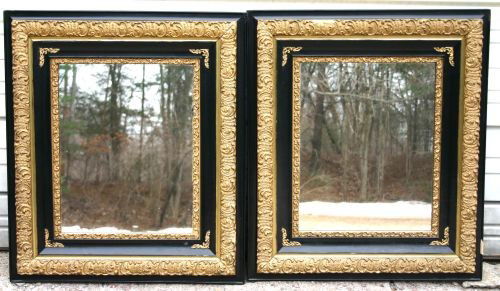 beautifully framed pr of antique mirrors - 31 1/2": beautifully framed pr of antique mirrors - 31 1/2" x 27 1/2"