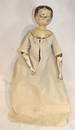 ca 1830-40 Grodnertal jointed wooden doll wearing period night dress w painted forearms, legs &