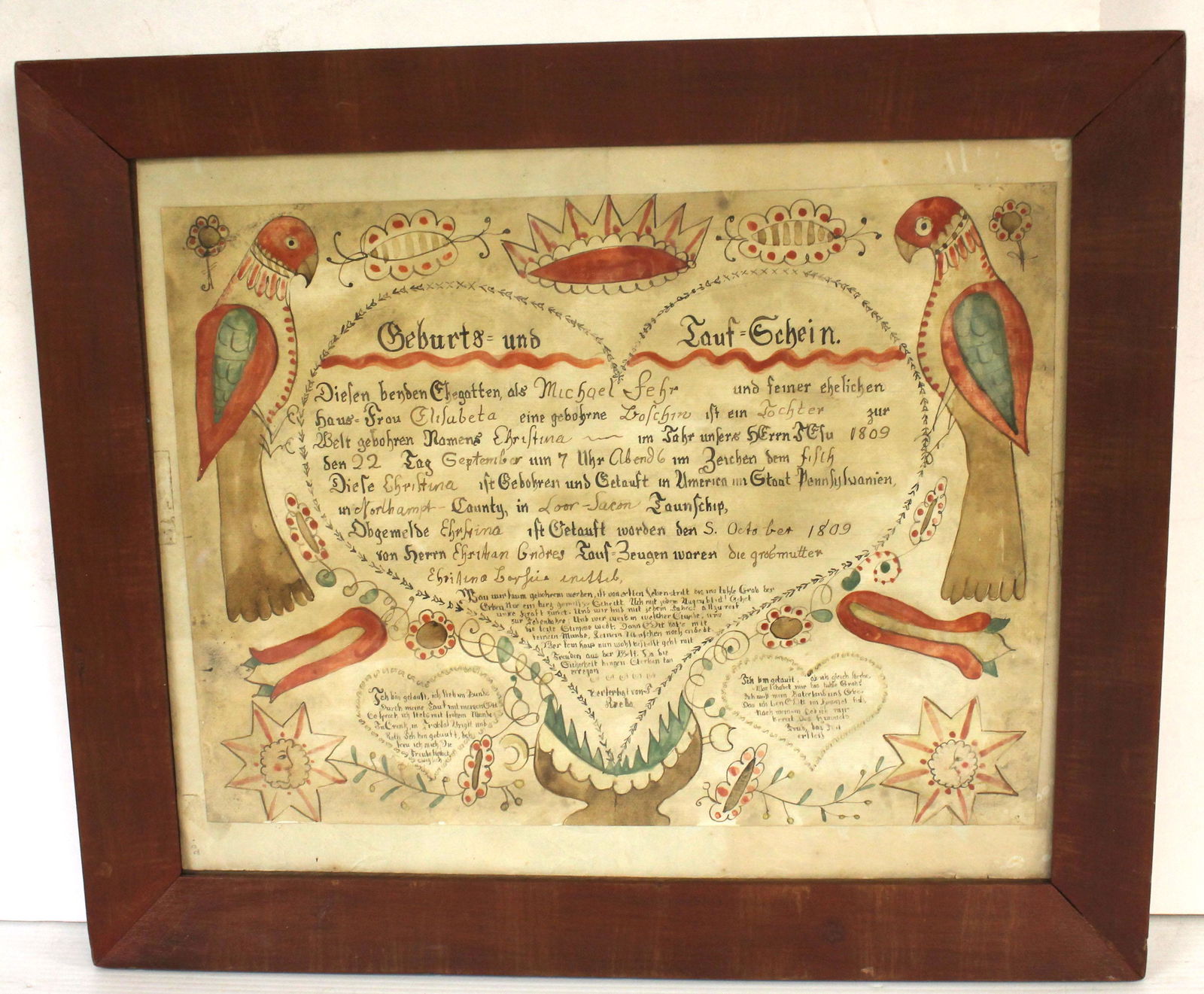 German or Dutch early 19thC Fraktur - 17"x20" (1 of 8)