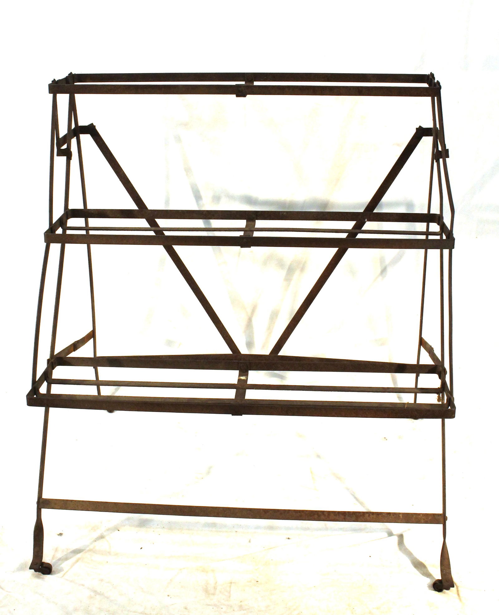 Folding iron 3 tier plant stand - 33" Tall x 30" wide x 24" deep (1 of 4)