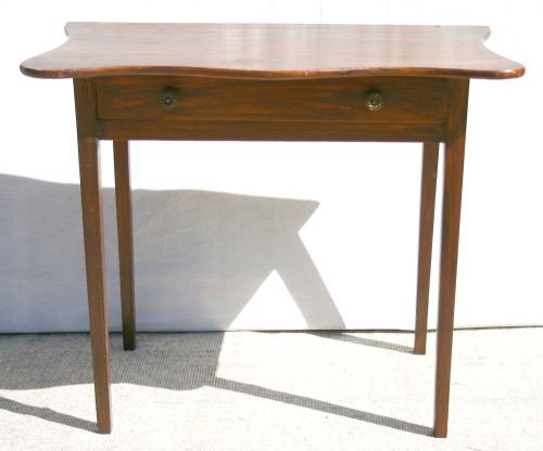 ca 1790 period Hepplewhite Newburyport, MA tapered: ca 1790 period Hepplewhite Newburyport, MA tapered leg maple rare grain painted 1 drawer side table - 33"x18" top