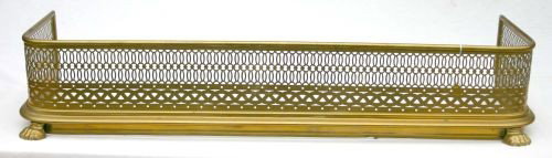 antique brass claw ft mesh fireplace fender - 41": antique brass claw ft mesh fireplace fender - 41" long