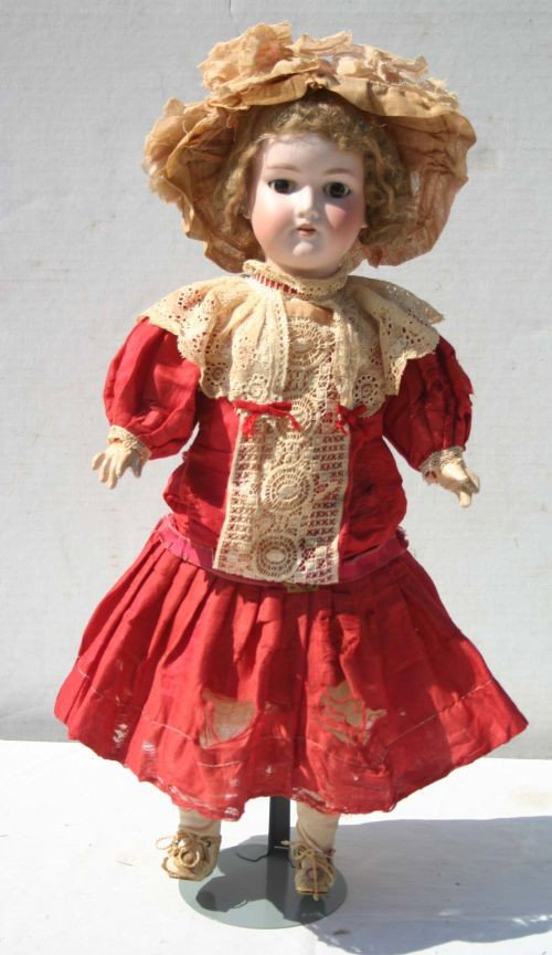 antique German 22" Armand Marseilles #390 bisque hea: antique German 22" Armand Marseilles #390 bisque head composition body doll in vintage clothing