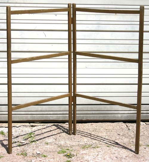 antique bifold herb drying rack in old putty paint: antique bifold herb drying rack in old putty paint - each section is 4'6" tall x 2'8" wide