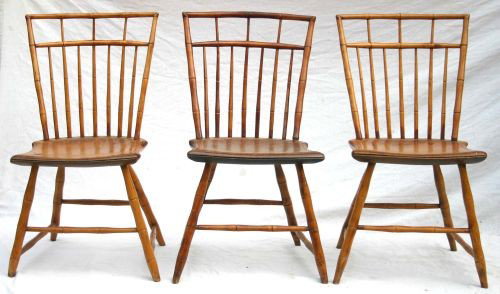 A rare amazingly large set of 10 high style period : A rare amazingly large set of 10 high style period birdcage Windsor side chairs ca 1810