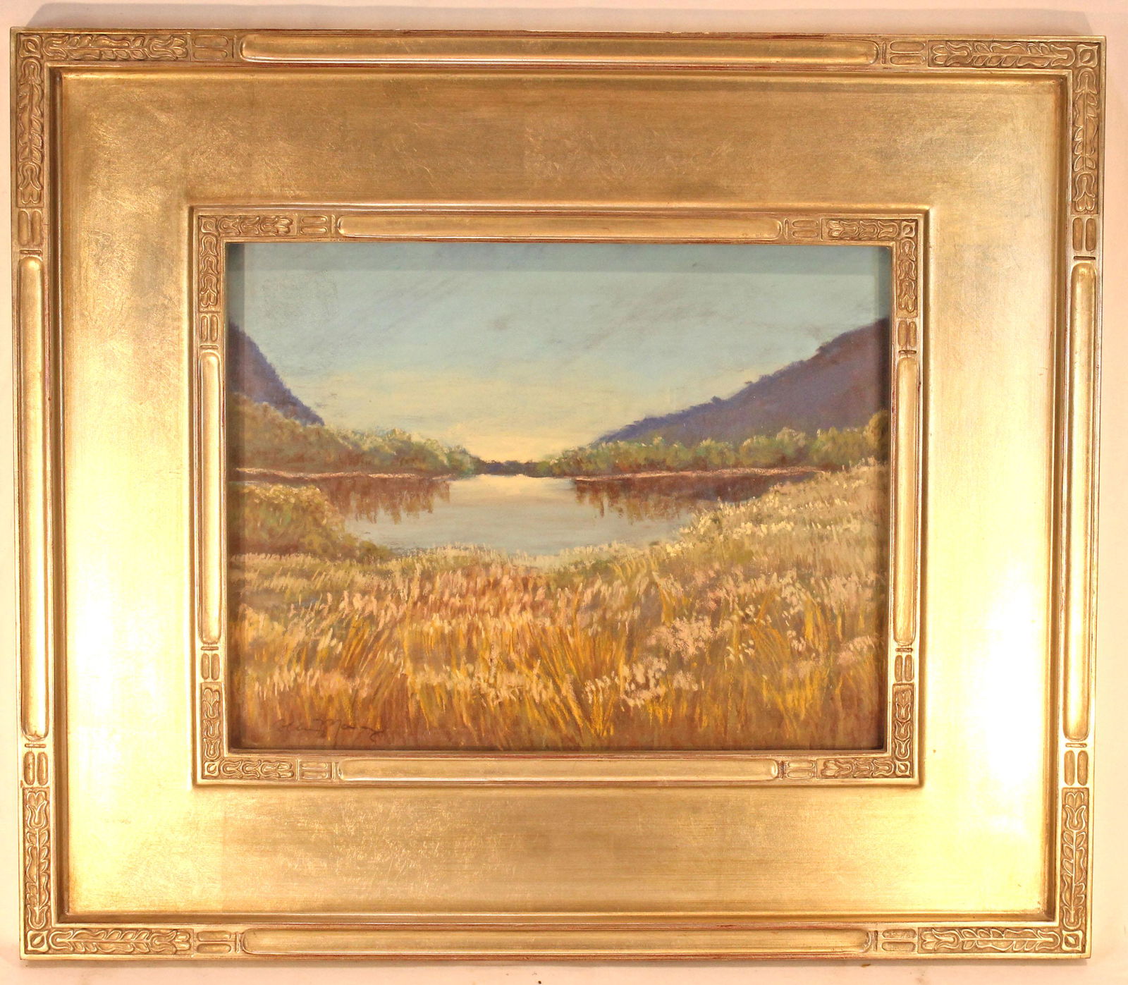 Beautiful pastel marsh scene - nicely framed - sight size 11"x14" (1 of 8)