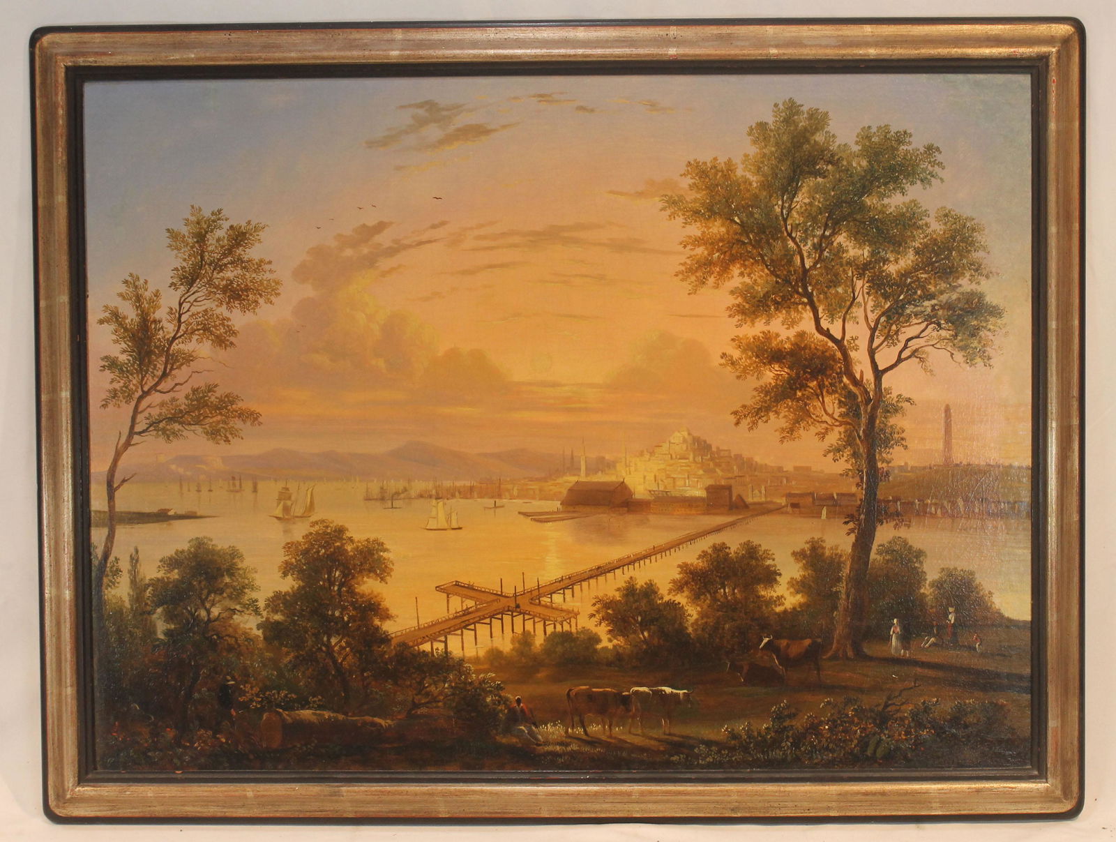 Boston Harbor 18"x24" o/c laid on board - unsgnd - illustrated in Yankee Bookseller by Charles E. (1 of 13)