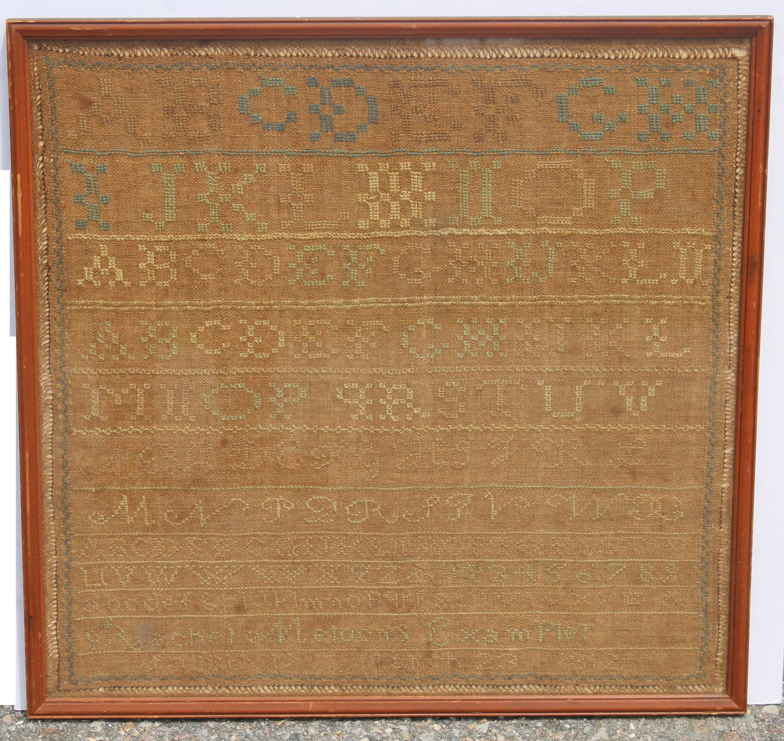 Dated March 23, 1812 Salisbury "Rachel Meloon's" sampler - overall framed size 18"x18 3/4": Dated March 23, 1812 Salisbury "Rachel Meloon's" sampler - overall framed size 18"x18 3/4"