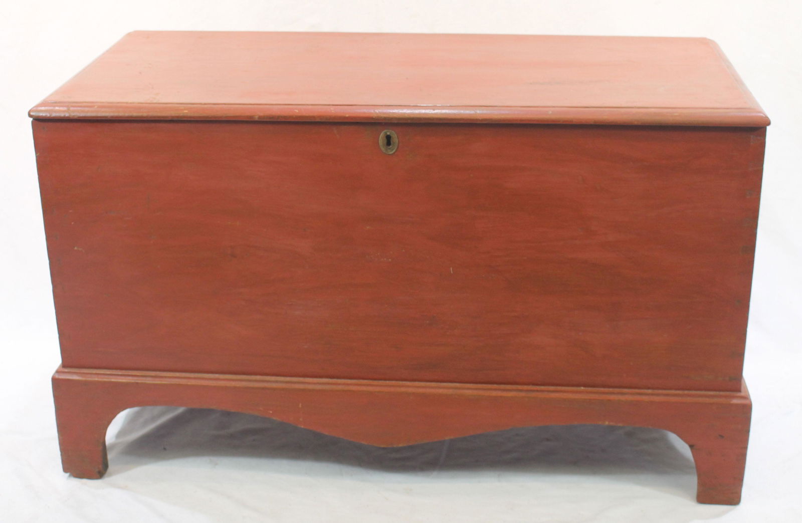 Antique blanket chest on bracket base in red paint - 24" tall x 40" wide x 18 3/4" deep (1 of 4)