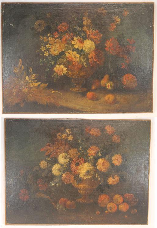 Beautiful pair of floral o/c paintings - as found - 29"x39" - unframed (1 of 20)
