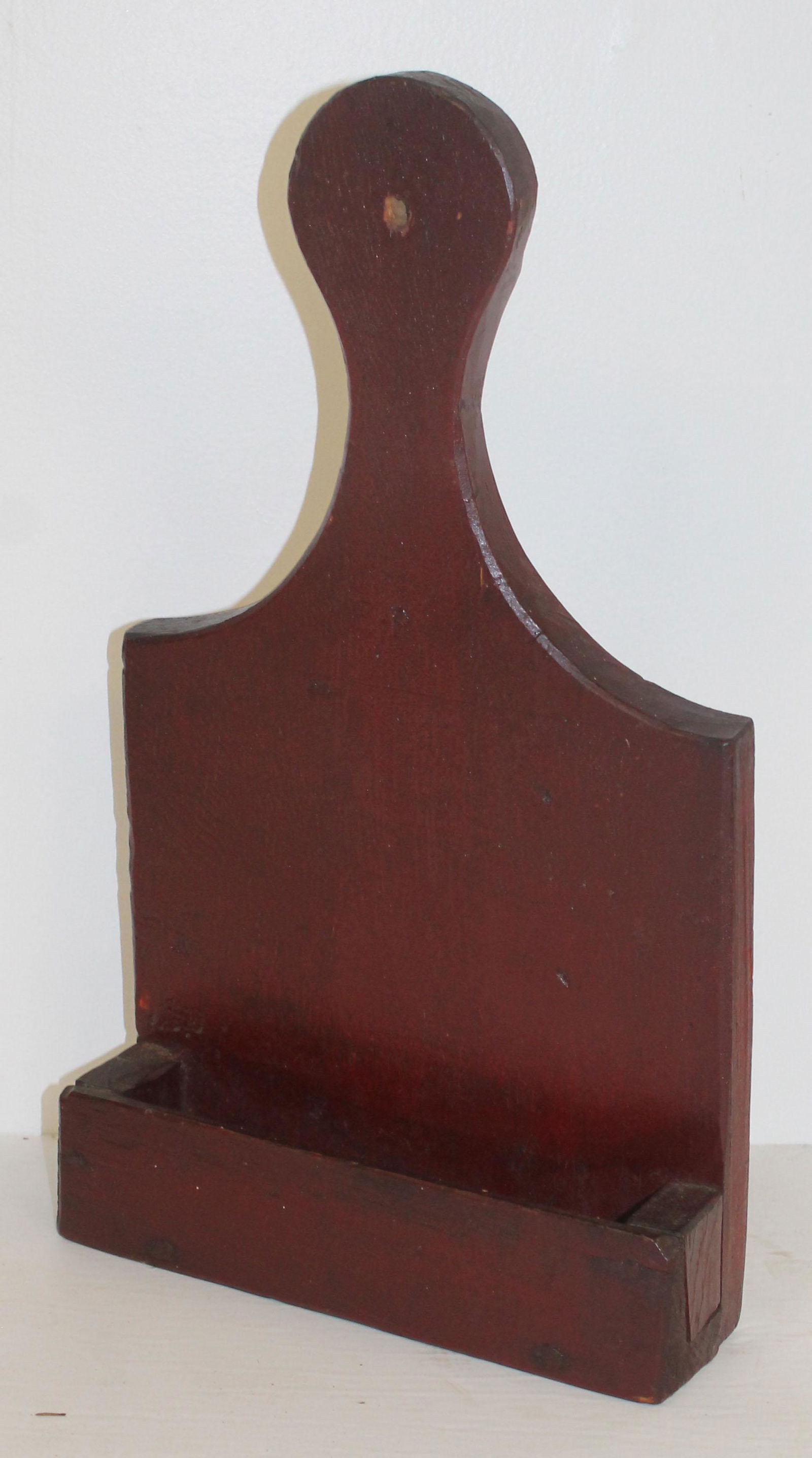 Lollipop handled wall box in red paint - 18 1/4" tall x 10 1/4" wide x 3 1/4" deep (1 of 5)