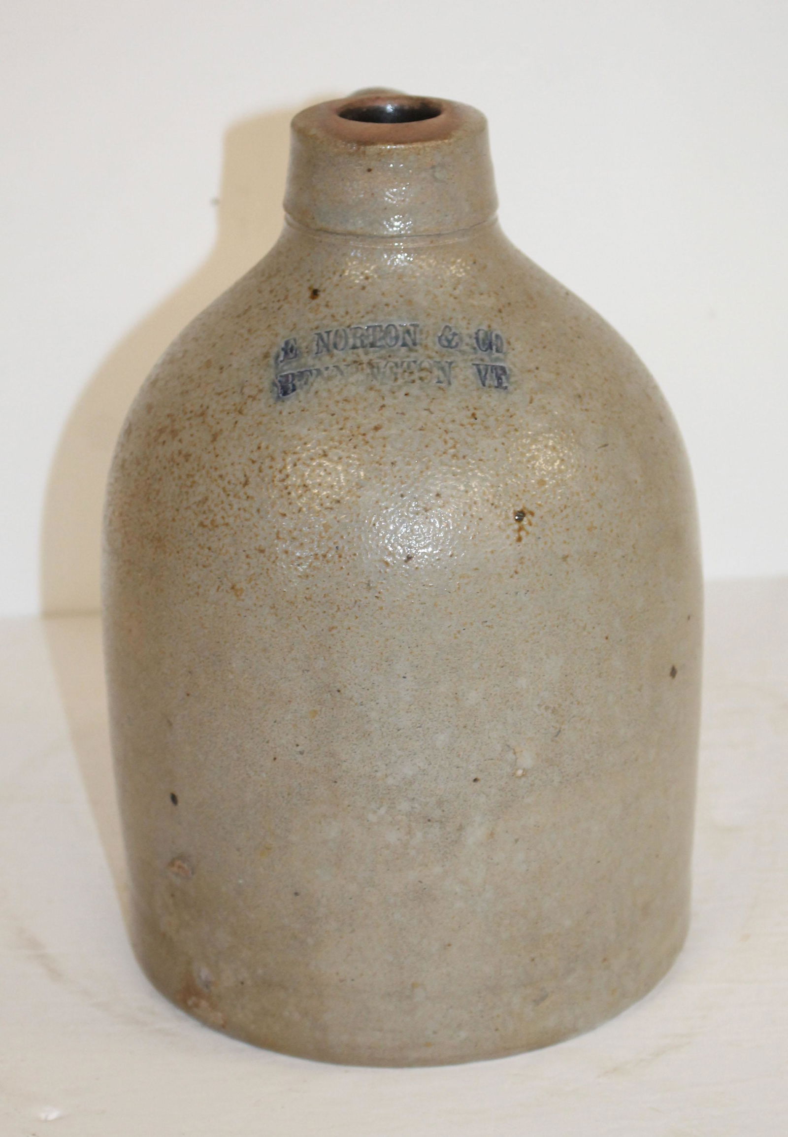 E. Norton & Co Bennington, VT stoneware jug - 10 1/2" tall (1 of 8)