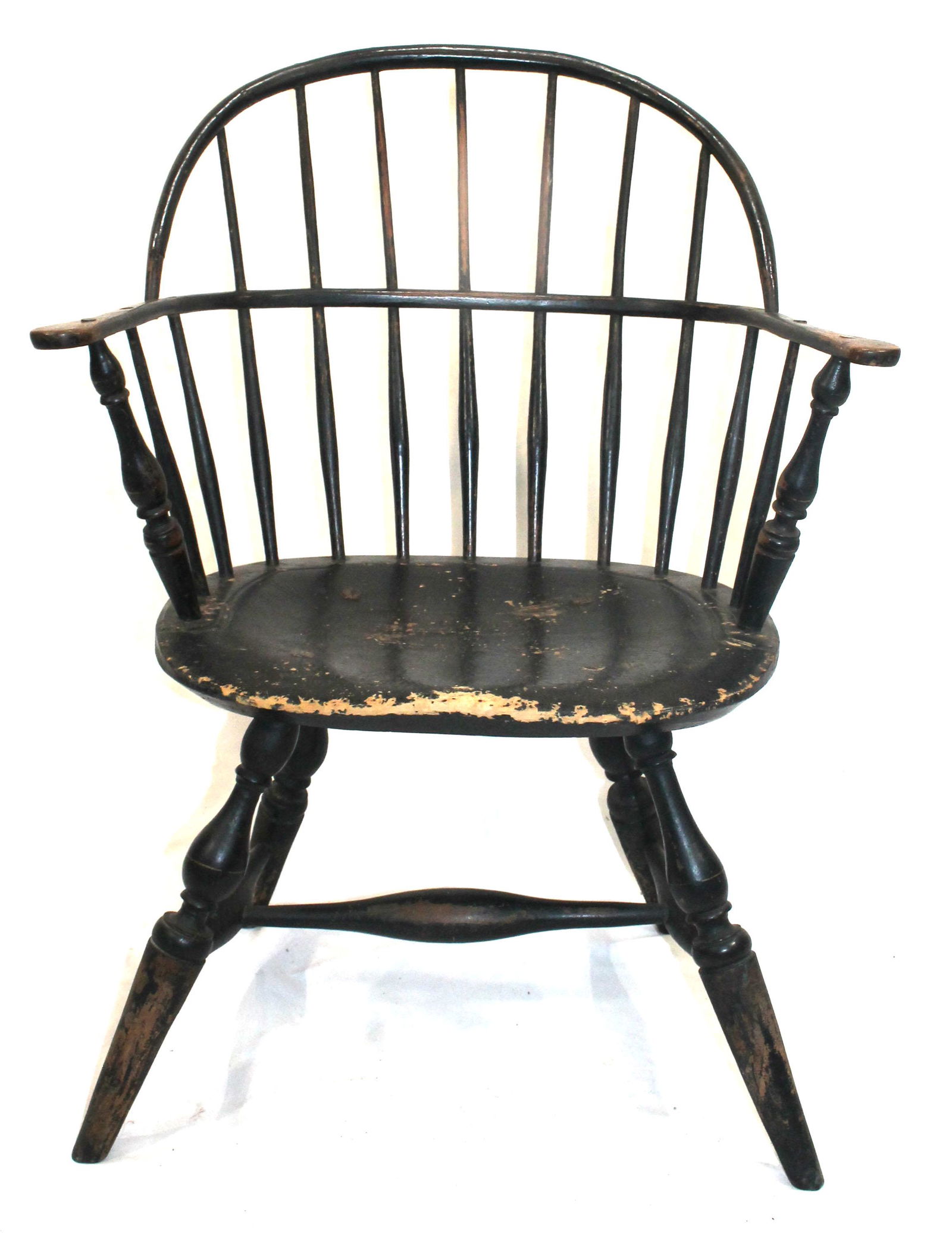 Antique braceback Windsor armchair in black paint - 34" tall (1 of 7)