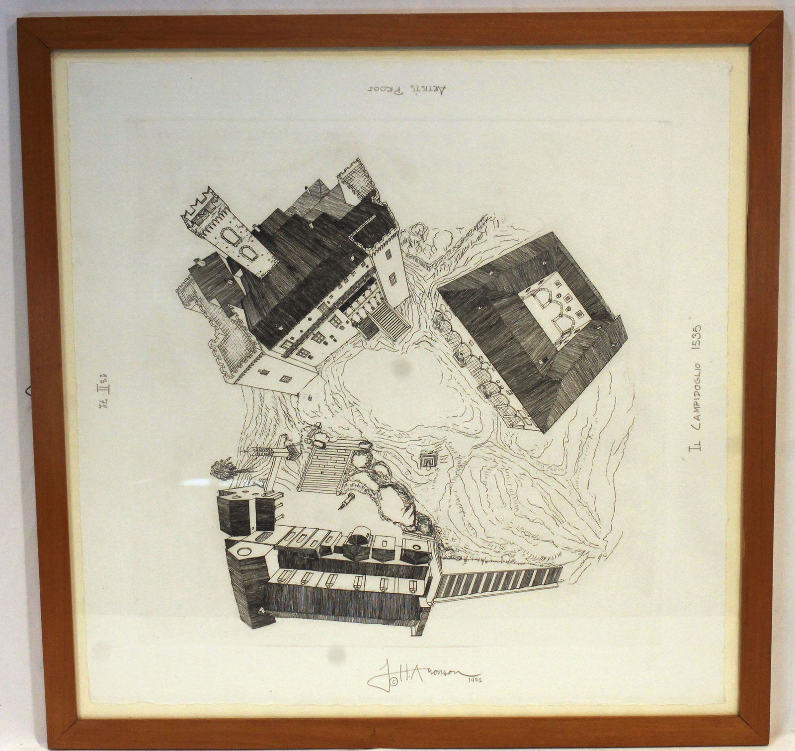 pr of Italian Architectural engravings - pencil signed by the T.H. Aronson dated 1972 and 1 is (1 of 15)