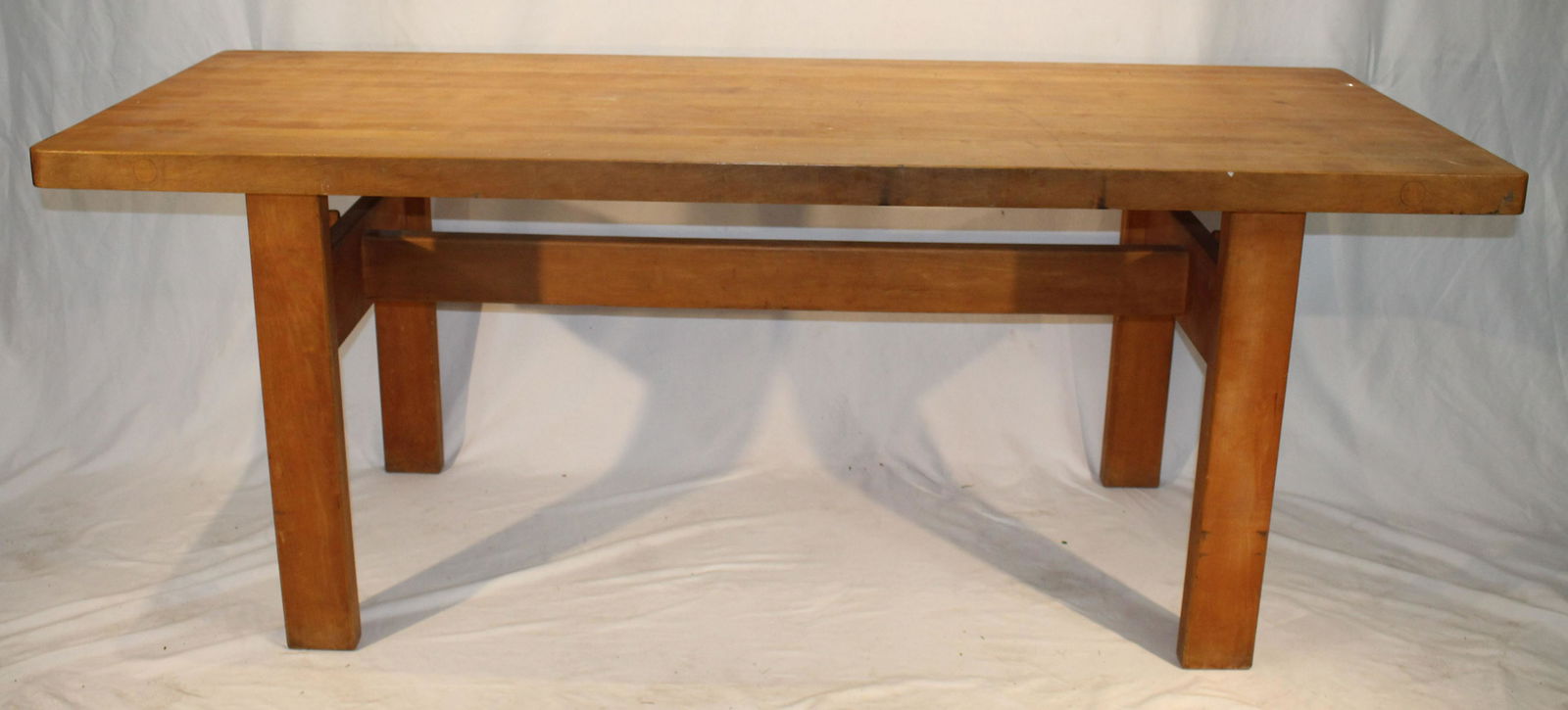 Vintage large butcher block table custom made by Henry Millon - 28" tall x 72" wide x 28 1/4" deep (1 of 5)