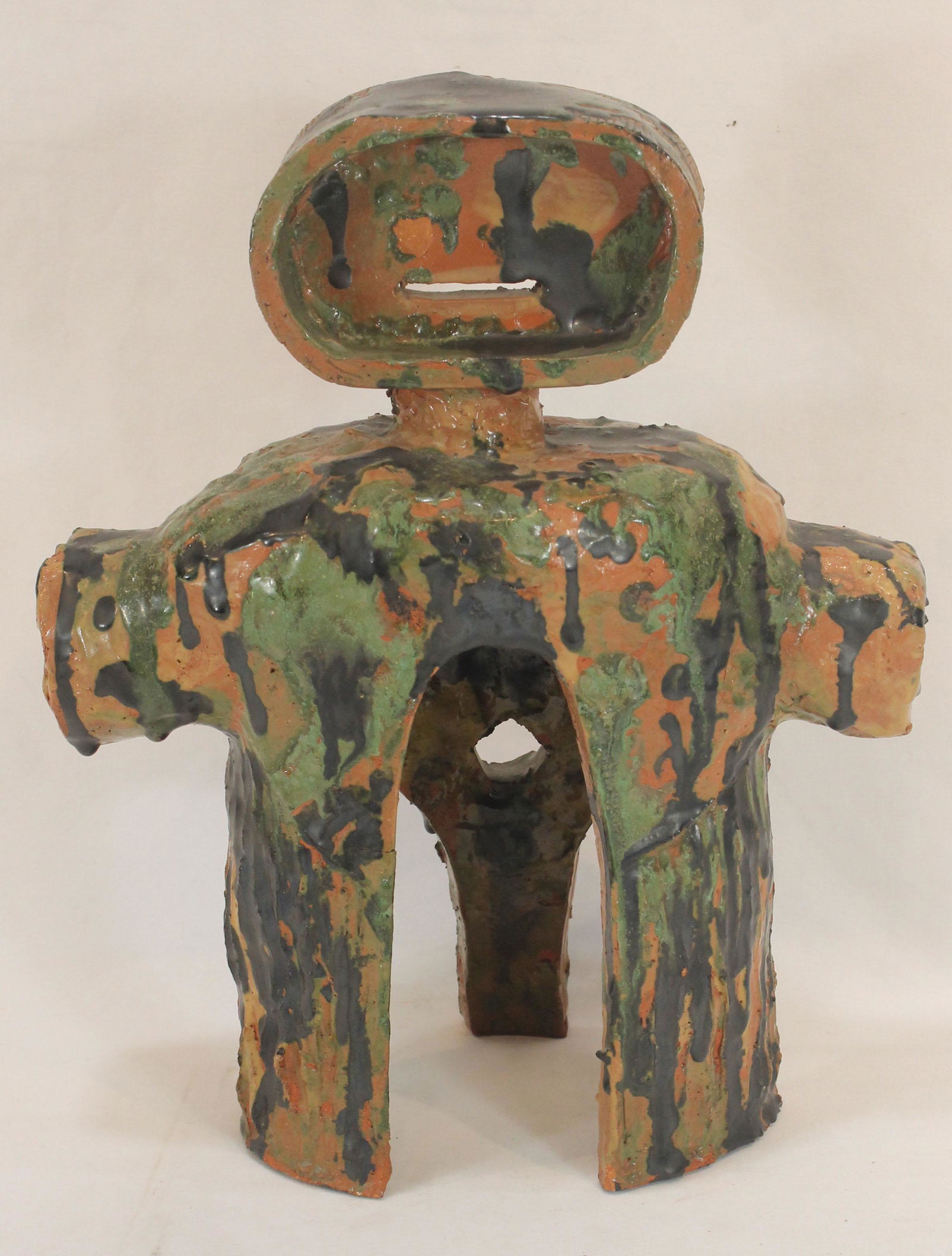 Unsgnd Mid-Century Modern ceramic sculpture of an abstract figure - 13" tall x 10 1/2" wide (1 of 2)