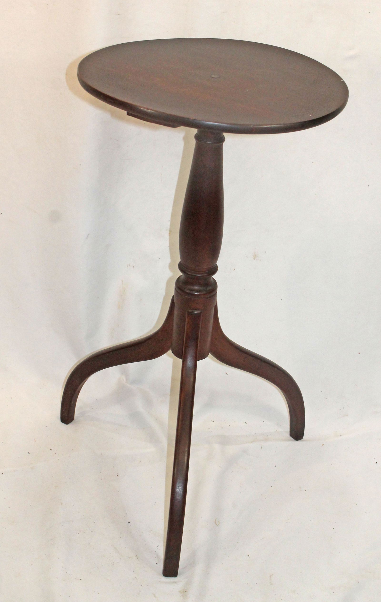Antique CT cherry candlestand on spider legs - 15 1/2" diam top x 28 1/2" tall (1 of 7)