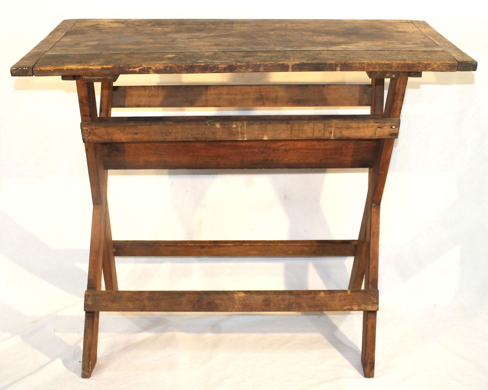 Antique sawbuck table in attic finish - 31 1/4" tall x 37 3/4" wide x 22" deep (1 of 2)