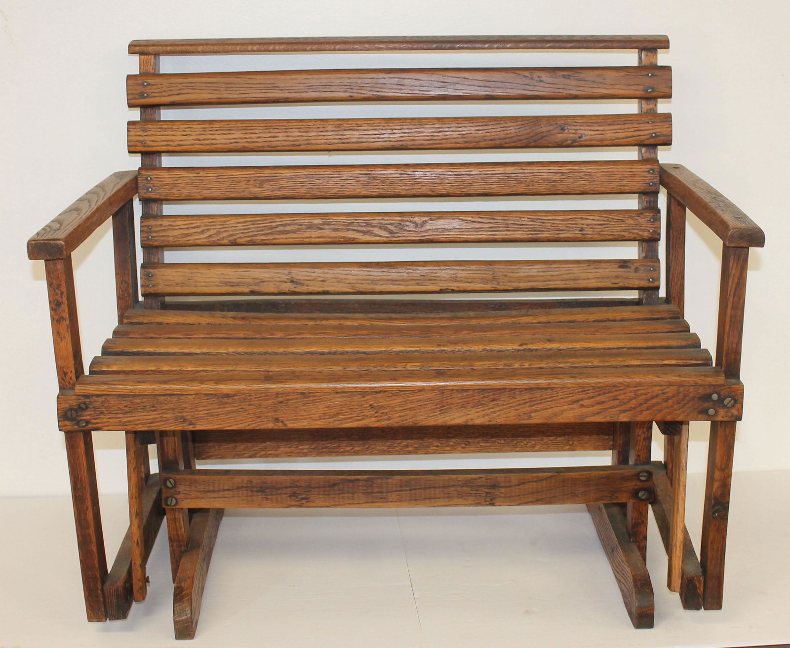 Very sweet oak child's glider bench - 24 1/4" tall x 28" wide x 16" deep (1 of 3)
