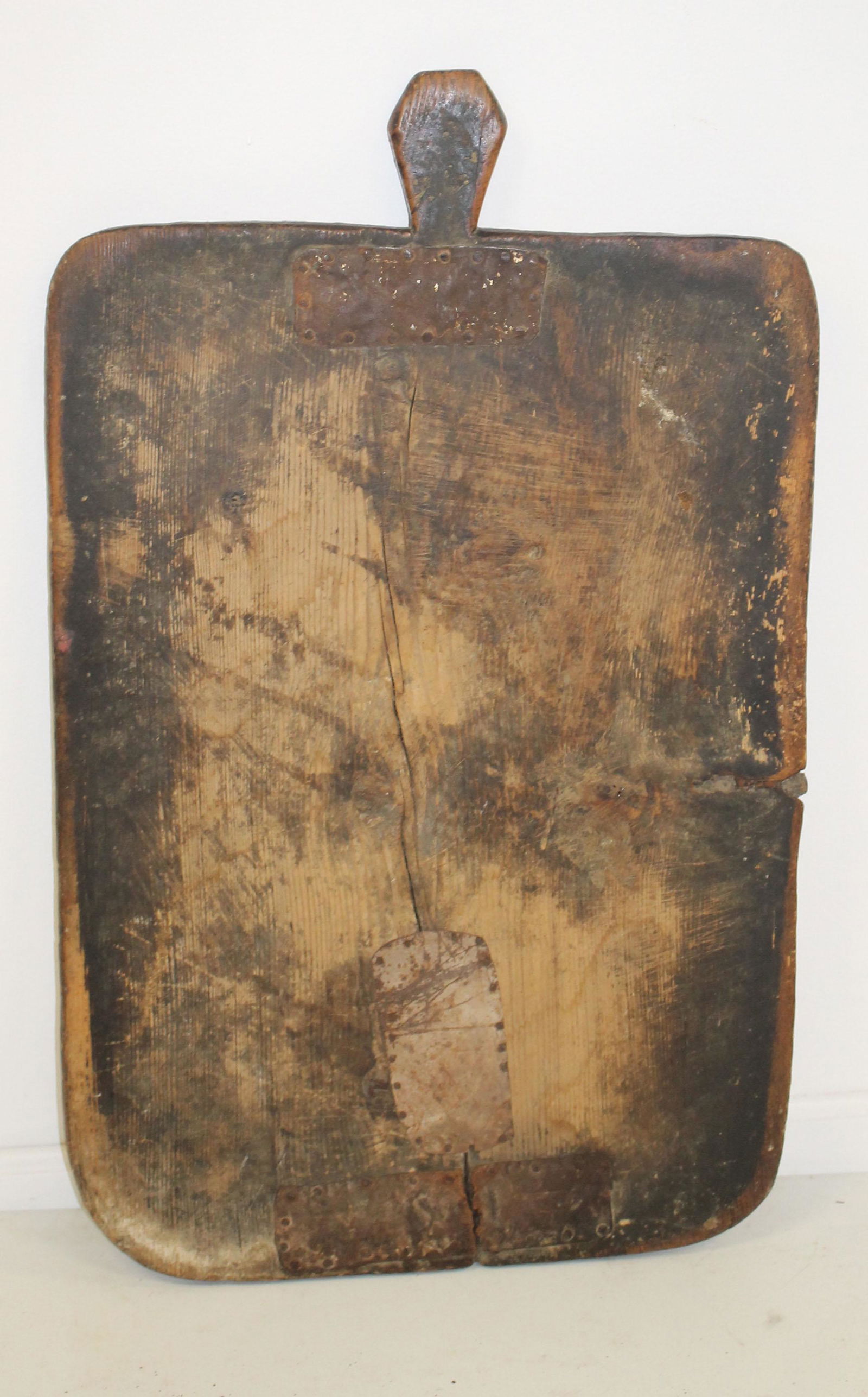 Large antique handled cutting board w make-do repairs - 32 1/2"x20" (1 of 6)