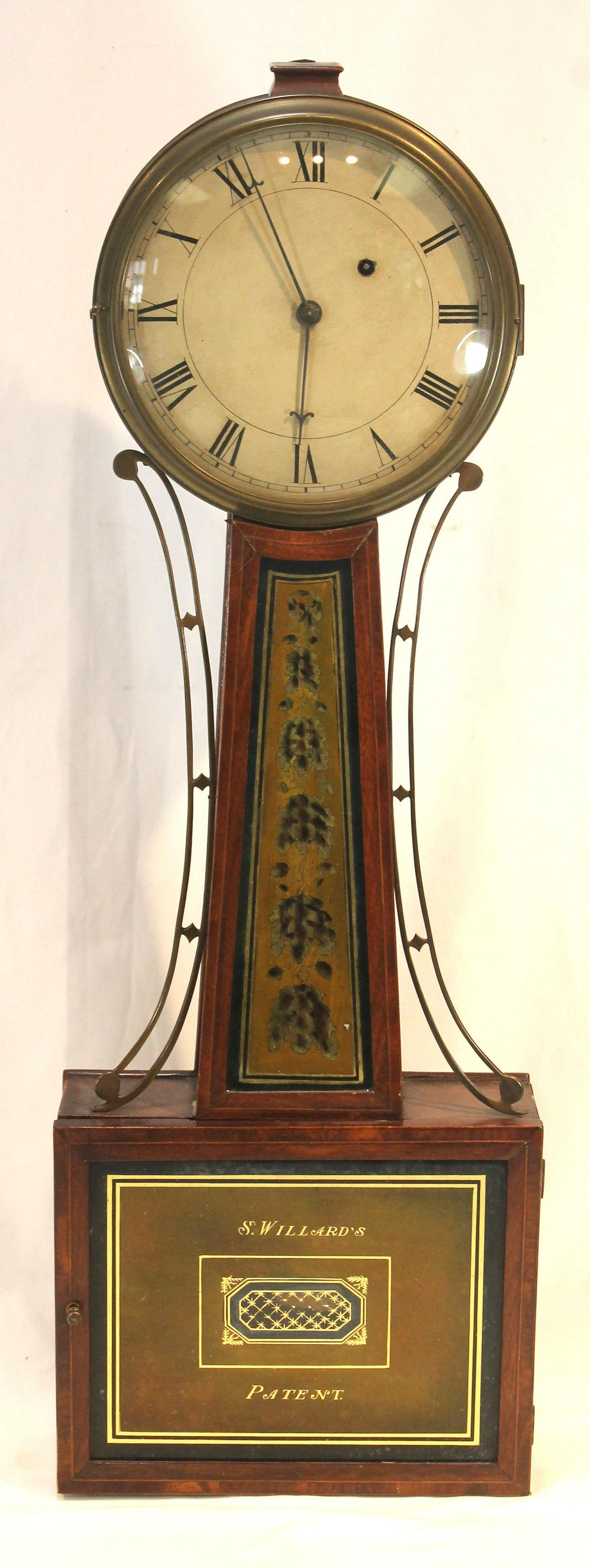 Antique banjo clock w "S. Willard's" reverse painted door - as found (1 of 8)