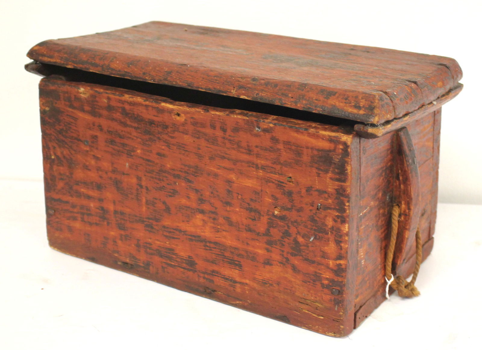 Antique document box in red & black paint - 15" wide x 8" deep x 8 1/2" tall (1 of 5)