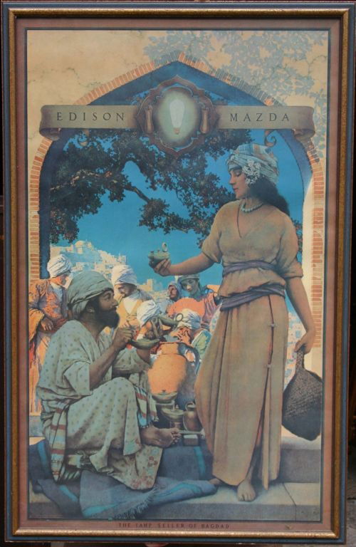 Maxfield Parrish print The Lamp Seller of Bahgdad: Maxfield Parrish print The Lamp Seller of Bahgdad" 31 1/2" x 20" overall framed size