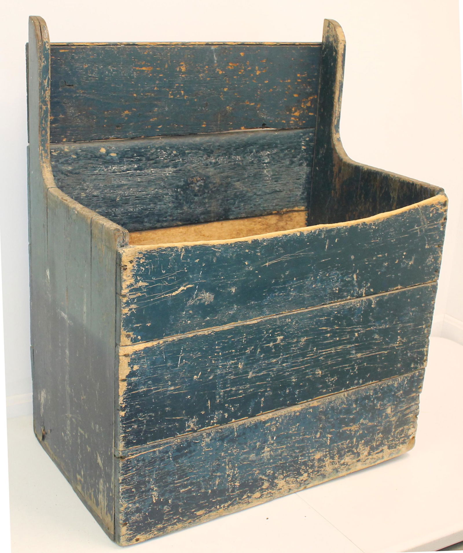 Antique wood box in blue paint - 35" tall x 28" wide x 17" deep (1 of 7)