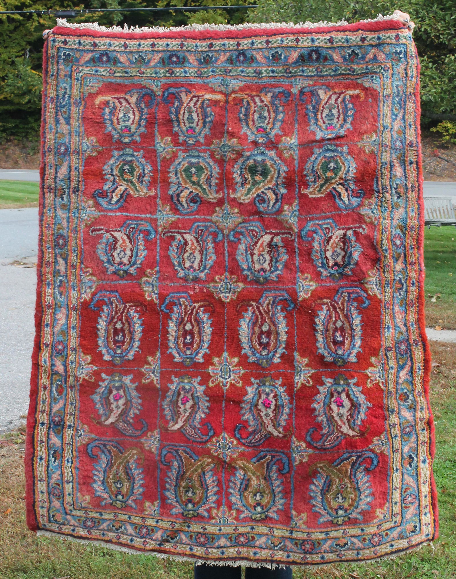 Oriental area rug - 3'1" (3'7" at other end) x 4'5" (1 of 6)