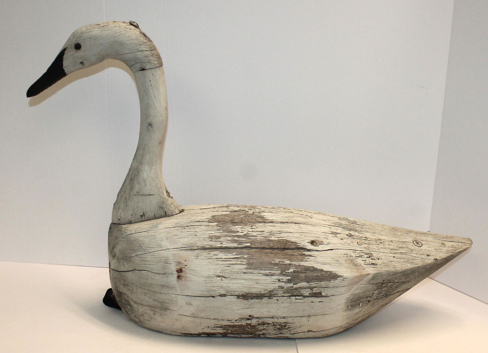 Folk Art wooden carved & painted white swan - 29" long x 10" deep x 19 1/2" tall (1 of 5)