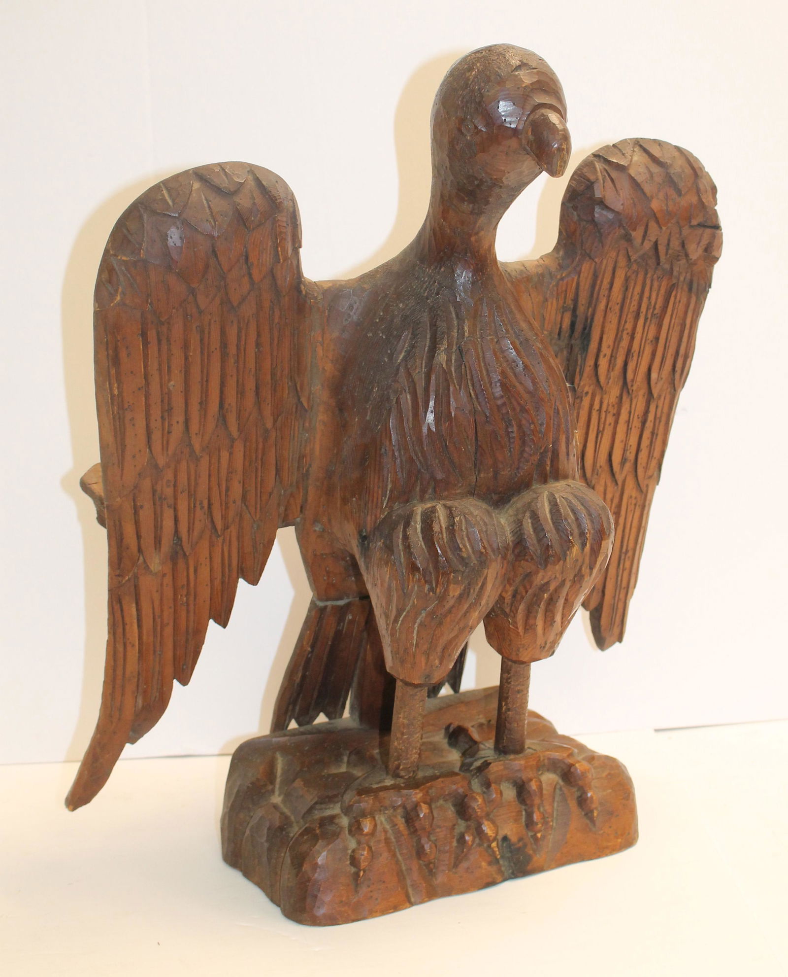 19thC Carved Eagle Lectern - Possibly a Fraternal Piece. Minor loss to one wing. 19" tall 16" (1 of 7)
