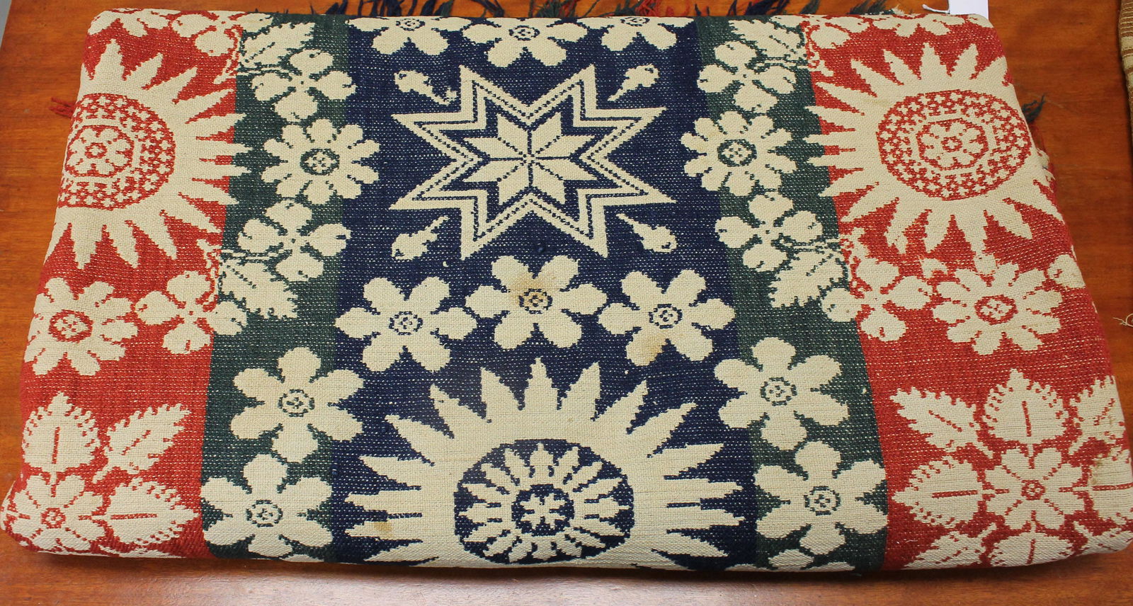 Ohio Dated Coverlet "Hesse Weaver Somerset, Ohio 1845" 2 Panels with Parrots - 93"x81" (1 of 2)