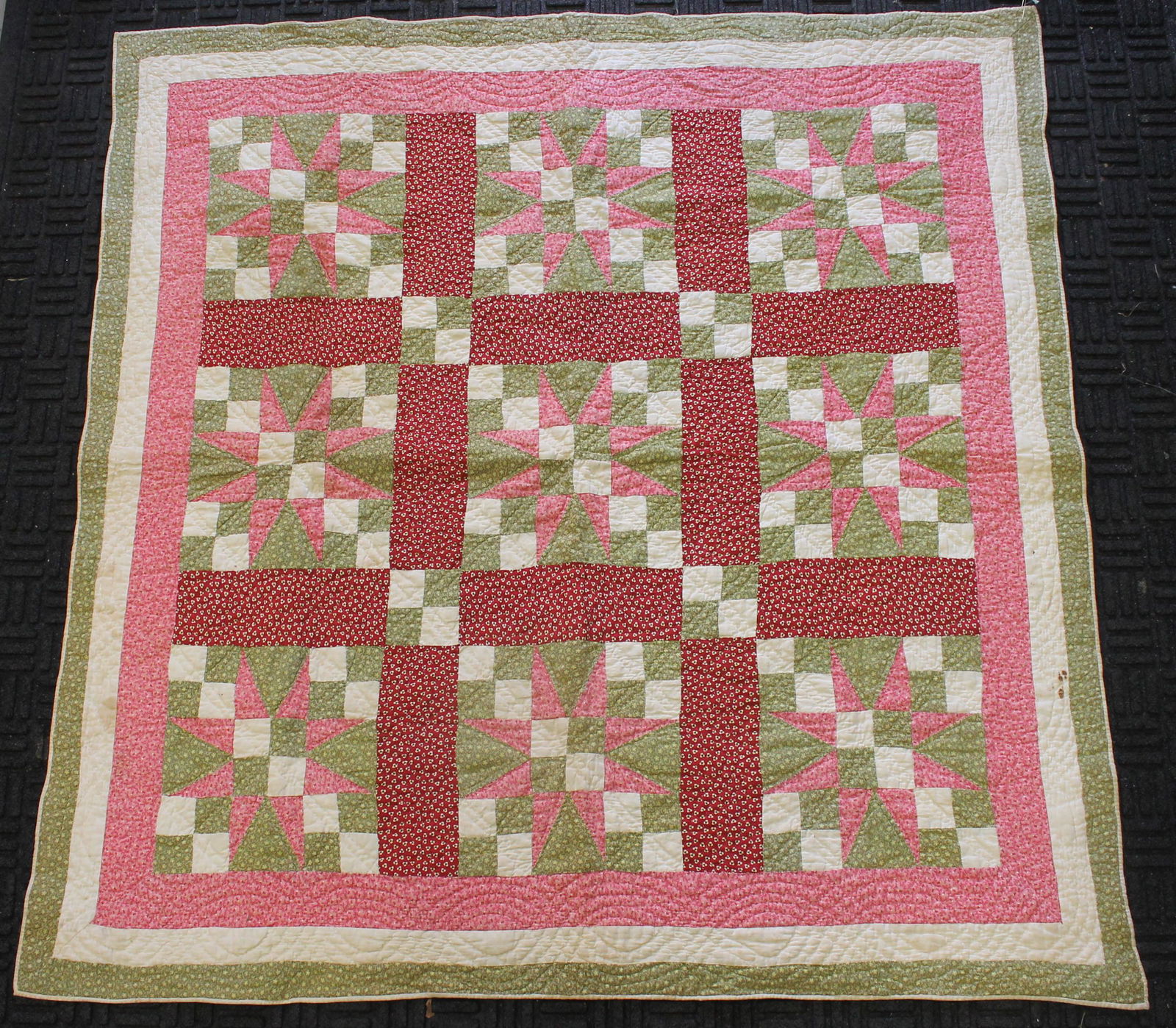 19th Century Calico Crib Quilt, All hand stitched. 38" x 38" (1 of 8)