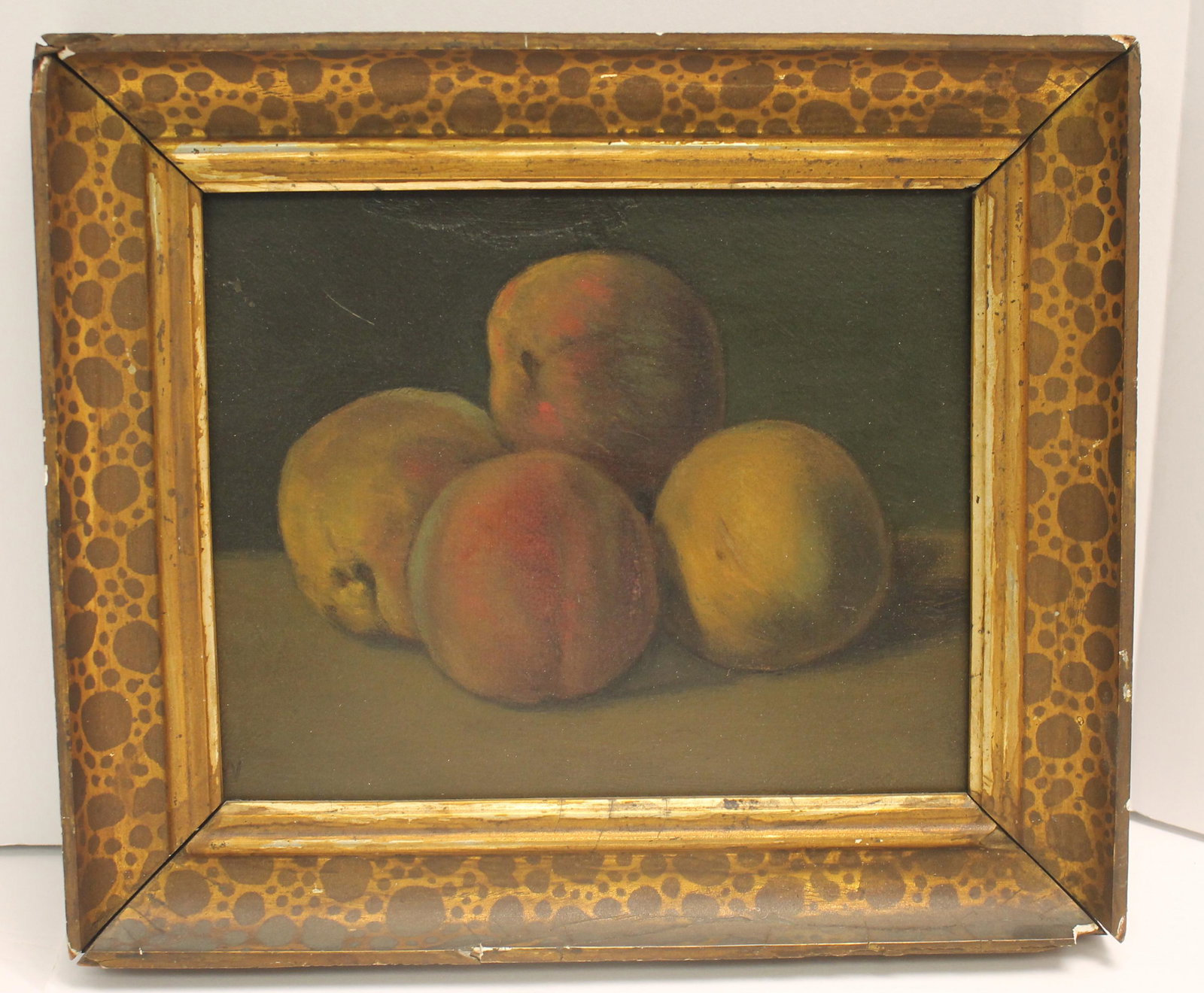 Antique o/panel still life of peaches - 6 1/2"x8": Antique o/panel still life of peaches - 6 1/2"x8"