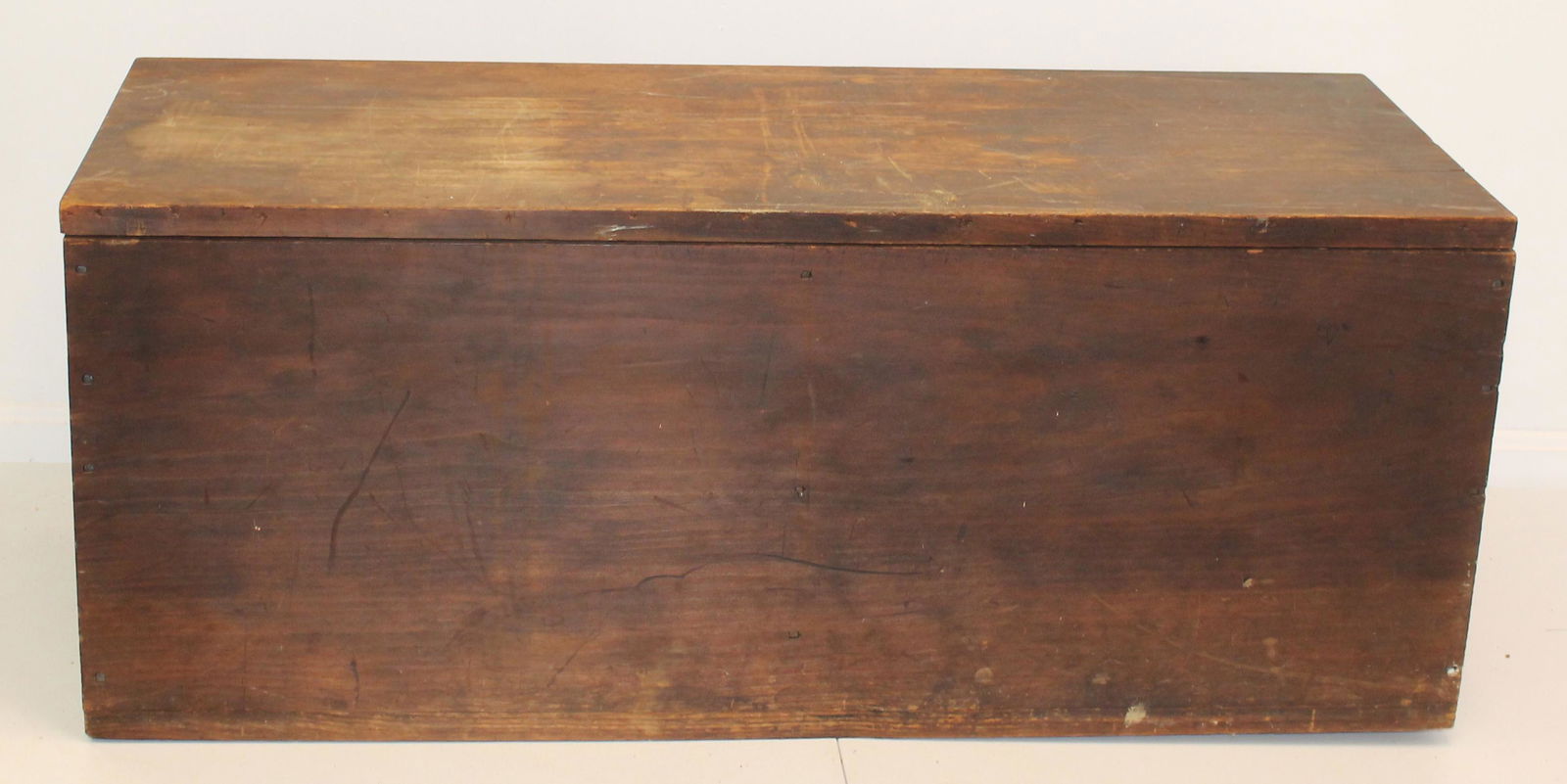 Antique 6 board blanket box in dark brown stain - 17" tall x 42" wide x 16" deep (1 of 6)
