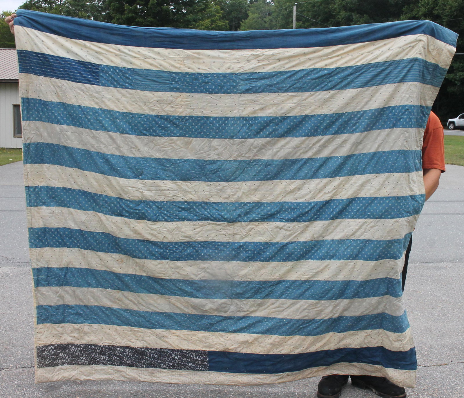 2 antique calico quilts - as found condition: 2 antique calico quilts - as found condition