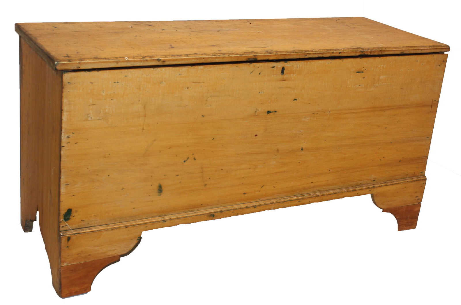 Antique 6 board blanket chest on bracket base in natural scrubbed surface - 25" tall x 49" wide x (1 of 8)