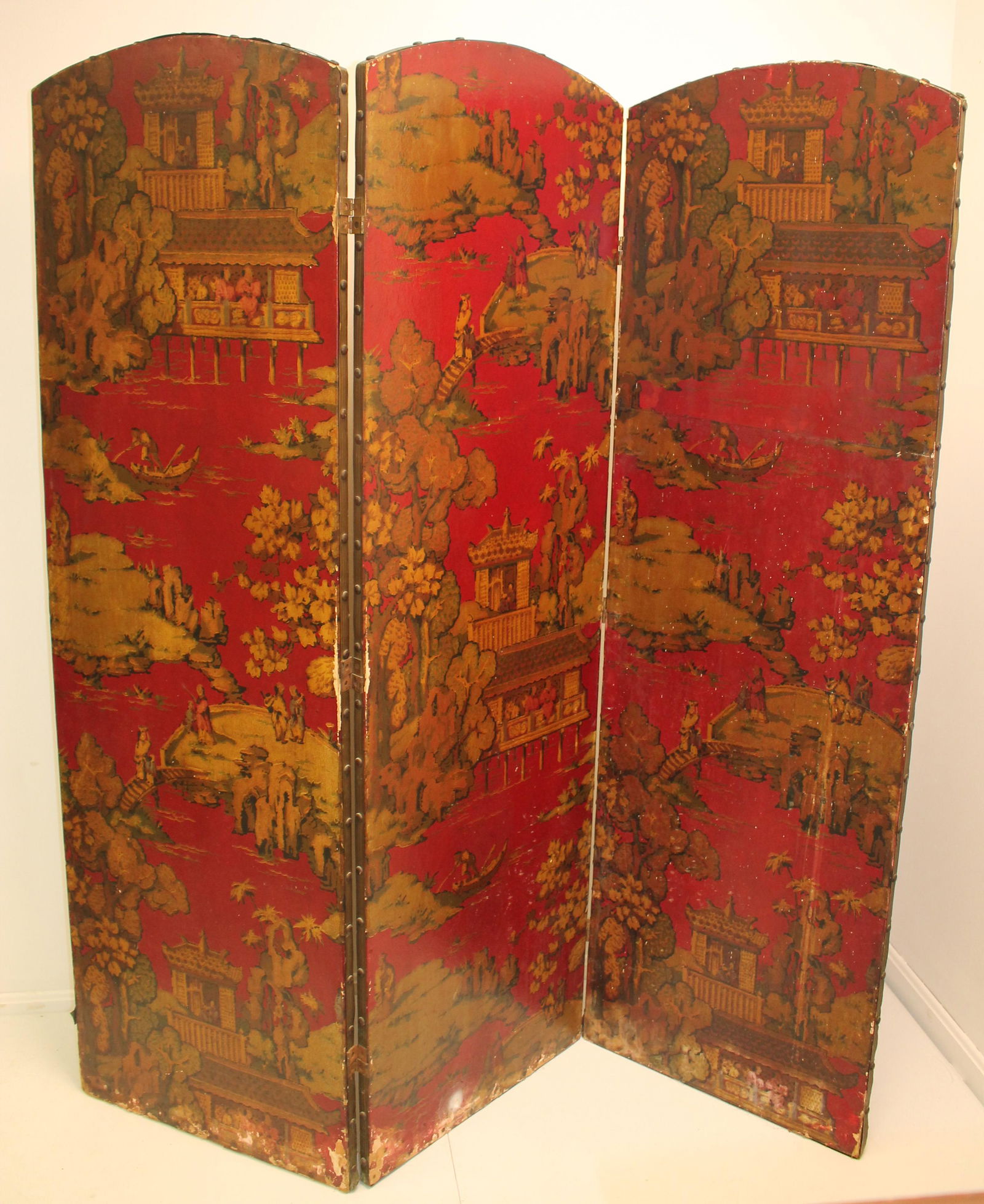 Asian 3 panel double sided screen - 66" tall x 62 1/2" wide (1 of 15)