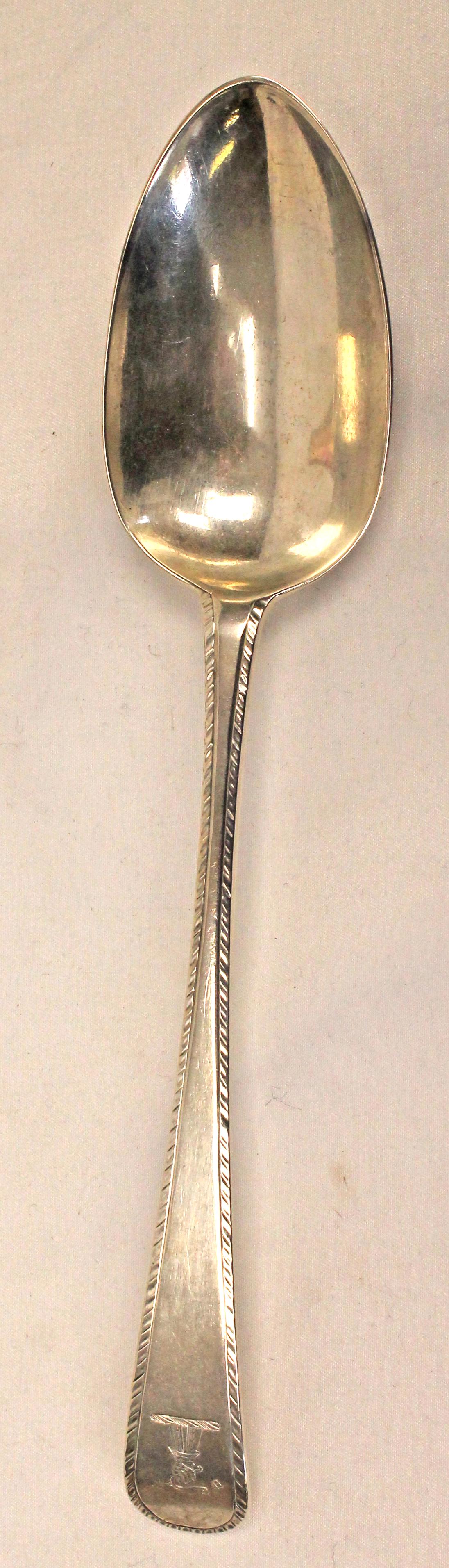 Hester Bateman sterling silver spoon ca 1781 - 9" long (1 of 3)