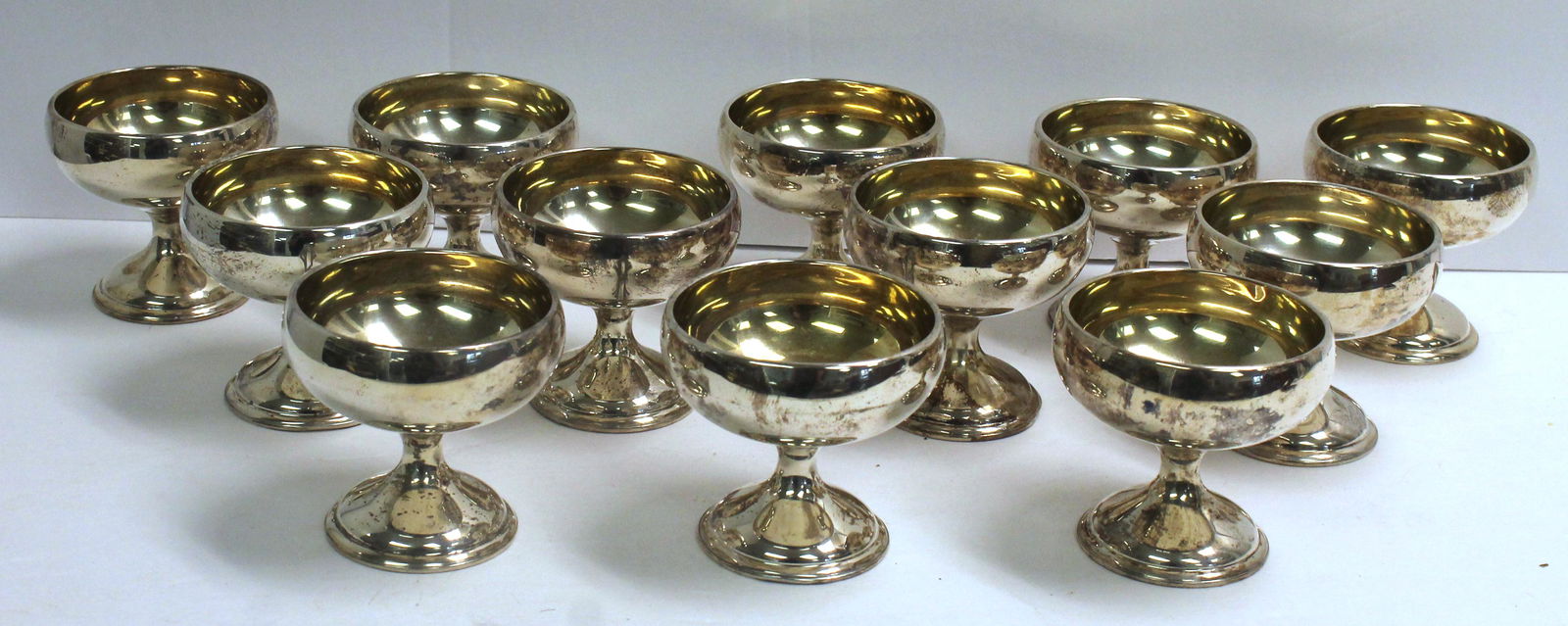 Set of 12 sterling silver sherbets w weighted bases (1 of 4)