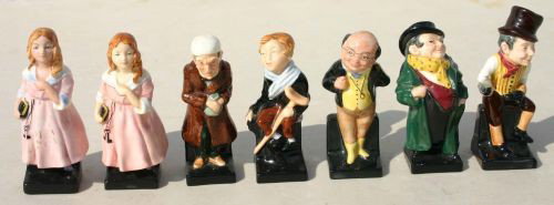6 pc Royal Doulton Dickens character set "Sam Weller: 6 pc Royal Doulton Dickens character set "Sam Weller". "Tony Weller", "Pickwick", "Little Nell", "Scrooge" & "Tiny Tim"