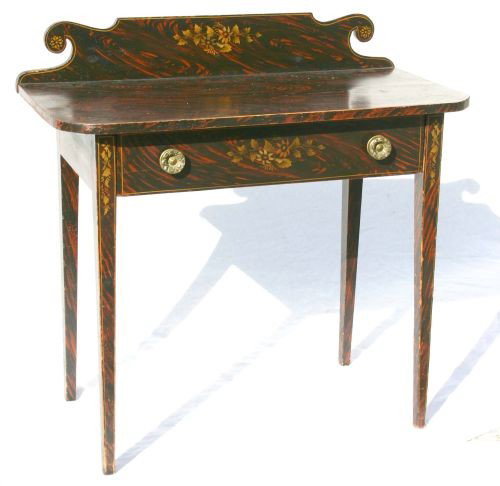 ca 1780-1790 period Hepplewhite all orig State of M: ca 1780-1790 period Hepplewhite all orig State of Maine dressing table w fabulous untouched painted surface in great condition w orig knobs