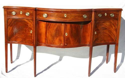 wonderful Hepplewhite period ca 1790-1805 carved m: wonderful Hepplewhite period ca 1790-1805 carved mahog & satinwood inlaid 6 legged South Shore MA sideboard w provenance listing the Cushing Family - 6' long