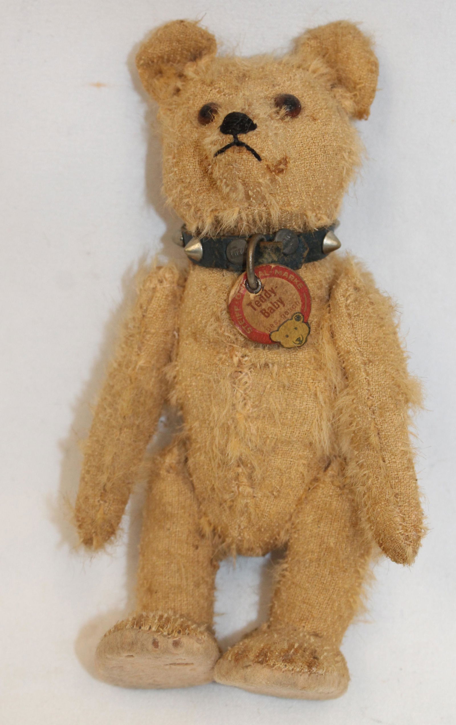 Antique Steiff jointed teddy bear with orig tag "Teddy Baby" - no button - 6" tall (1 of 5)