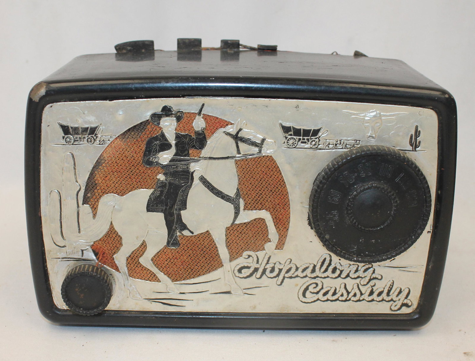Vintage Hopalong Cassidy radio - 8" wide x 5" tall x 4" deep: Vintage Hopalong Cassidy radio - 8" wide x 5" tall x 4" deep
