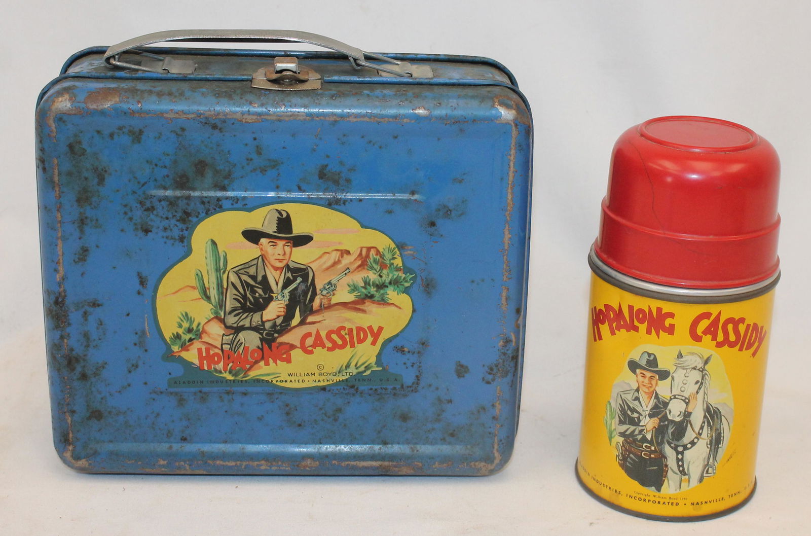 Vintage Hopalong Cassidy blue lunchbox w thermos (1 of 8)