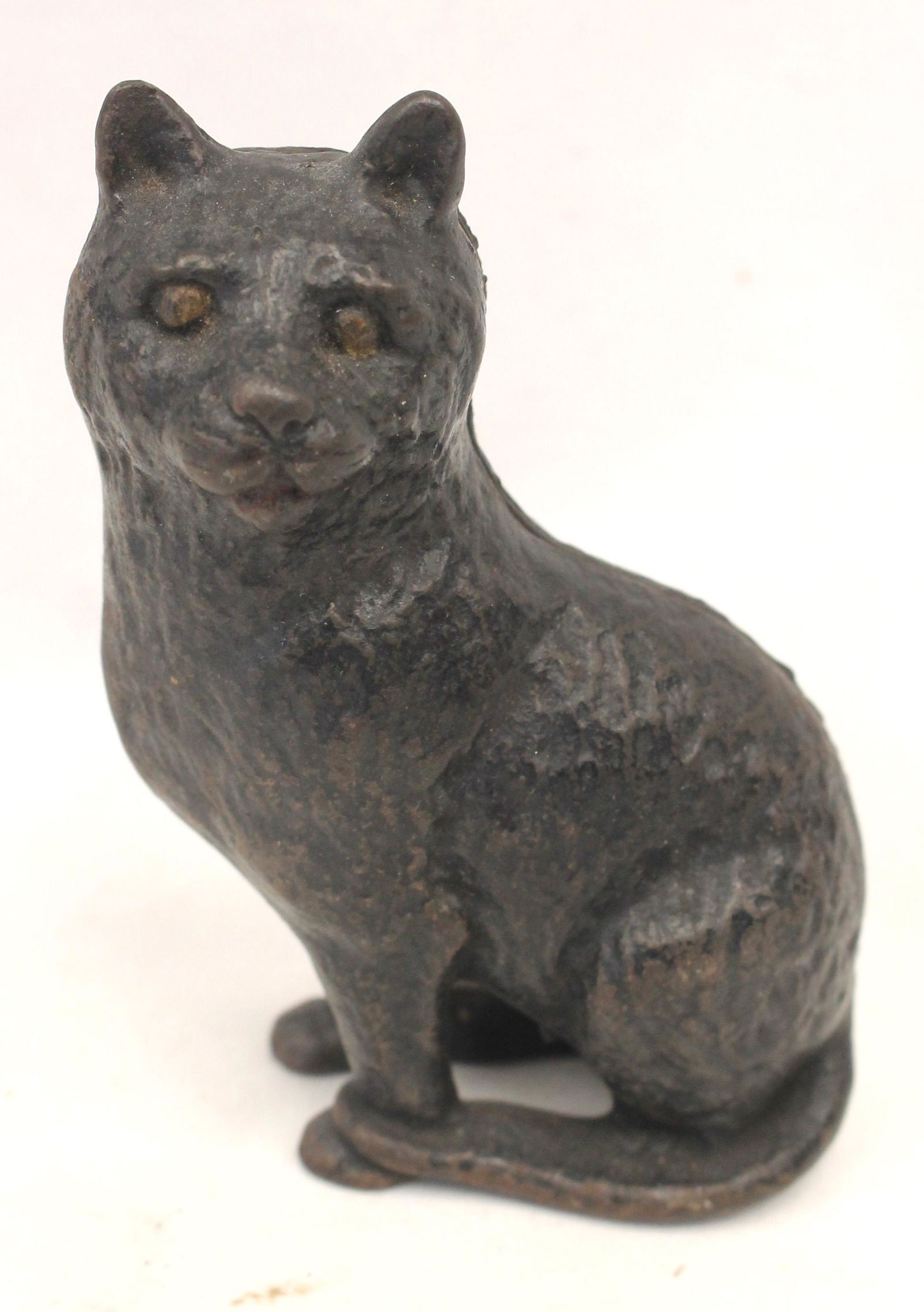 Antique cast iron black cat still bank - 4" tall (1 of 3)