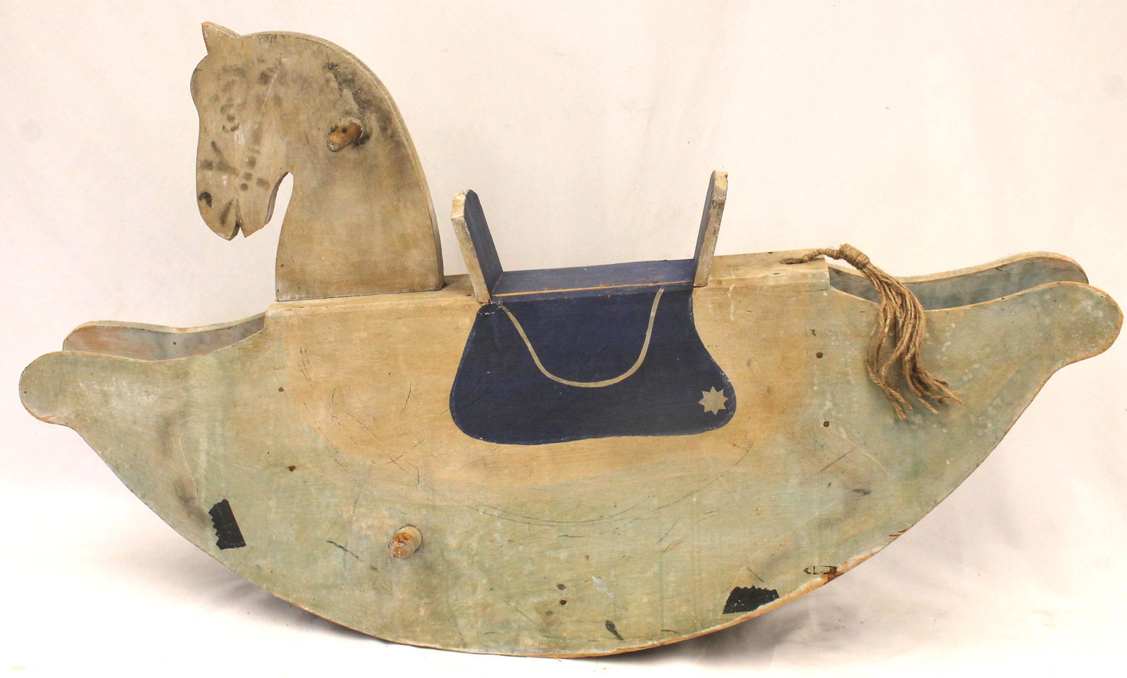 Mid 20thC wooden painted rocking horse - 42 3/4" long x 24" tall (1 of 4)