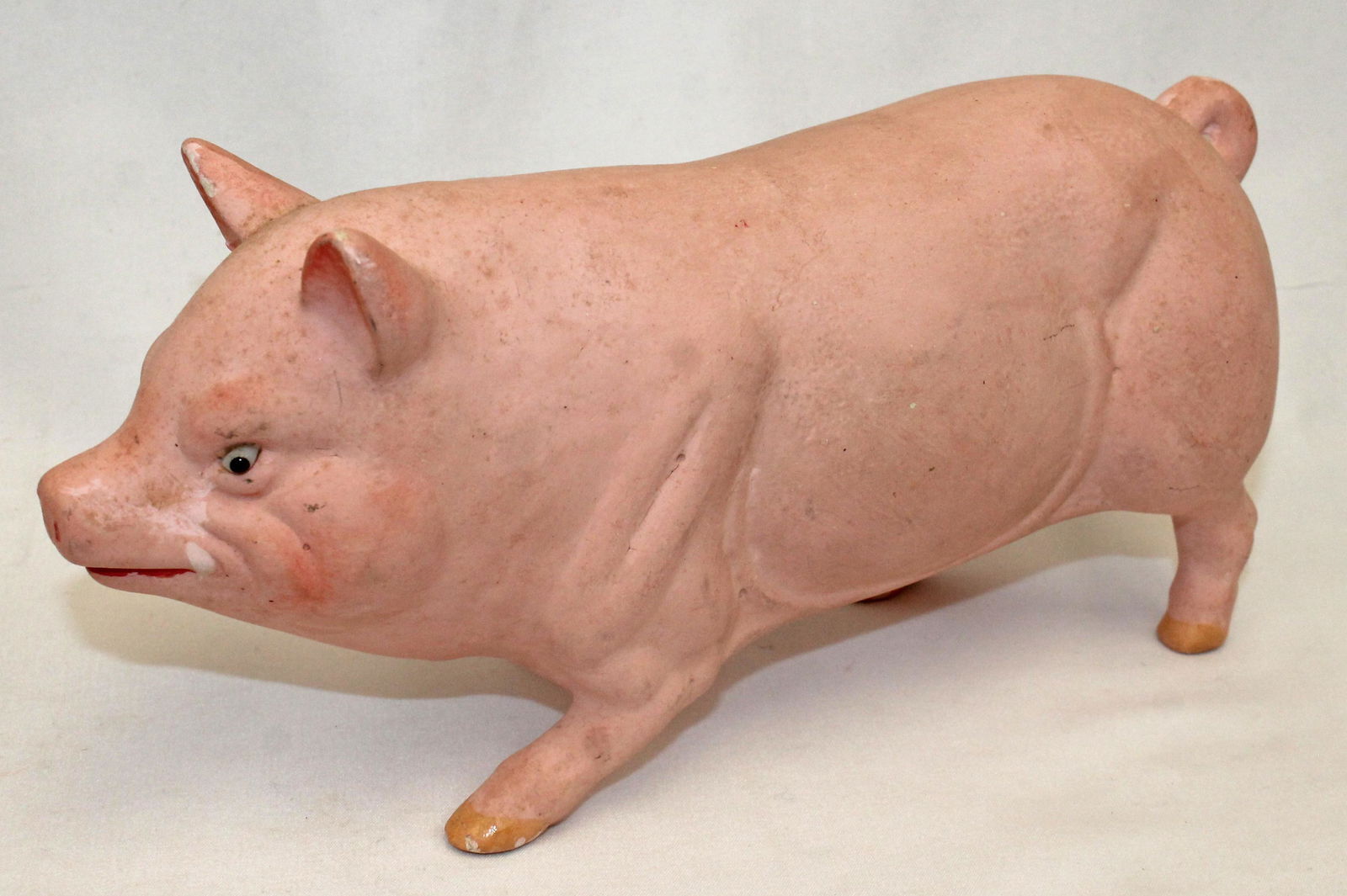 Vintage composition Christmas "Good Luck" pig - 10" long x 5" tall (1 of 3)